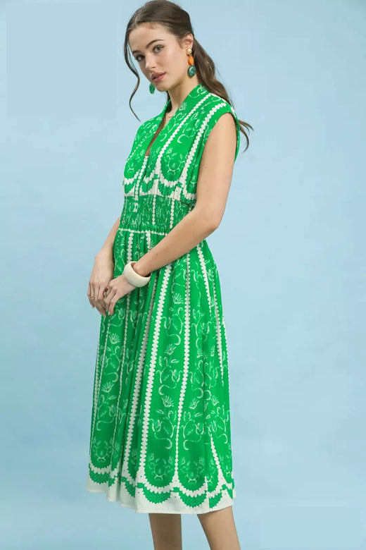 Sleeveless Smocked Midi Dress - alternate view 2