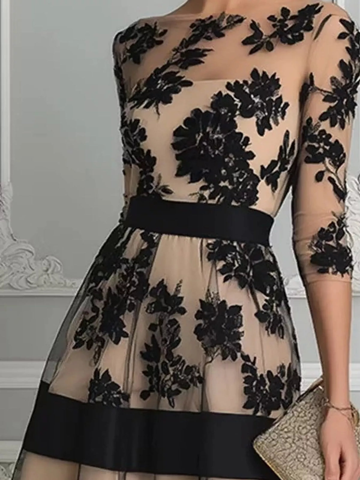 Floral Tulle A-Line Midi Dress - alternate view 4