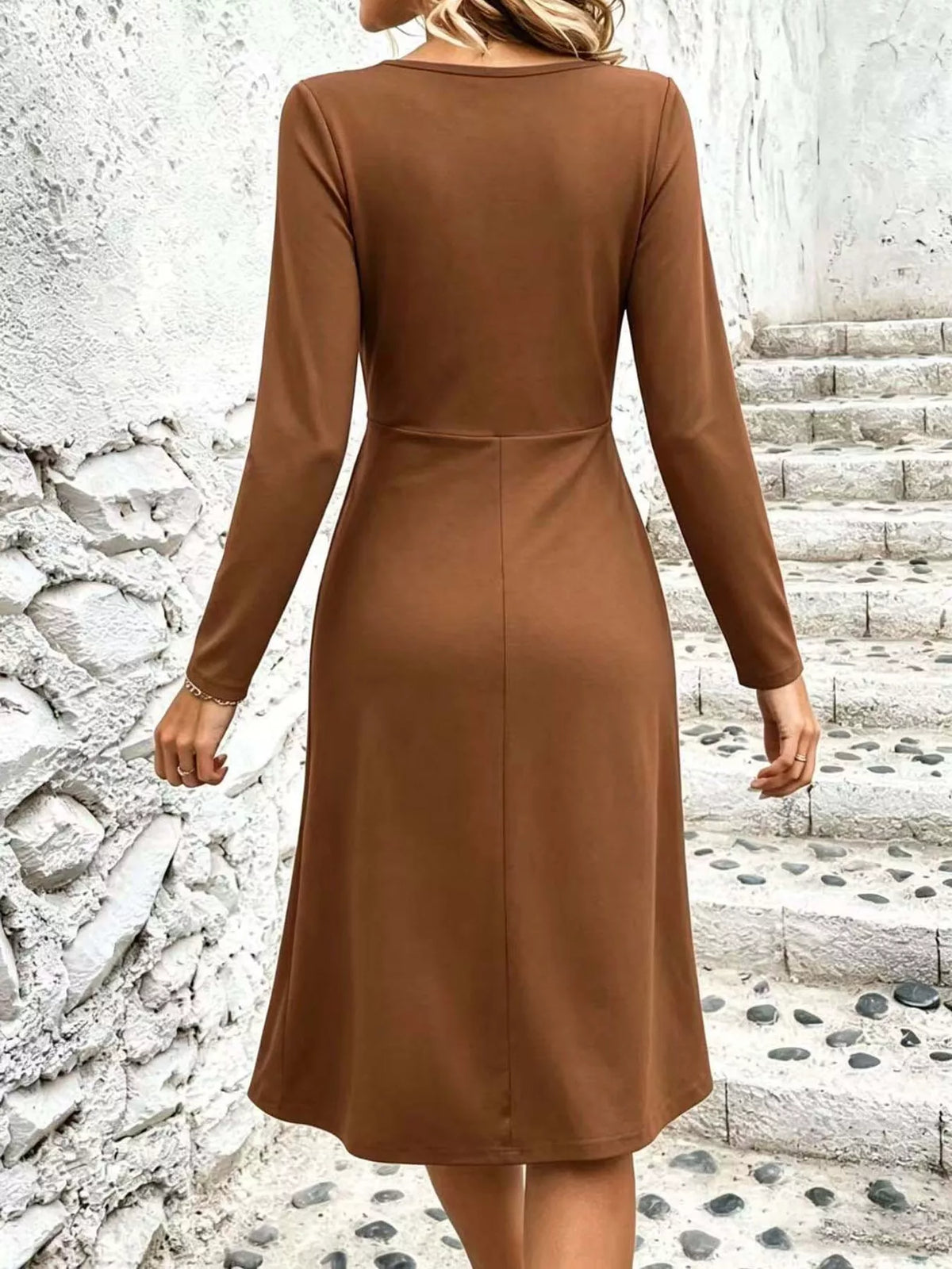 Full Size Ruched Front Midi Dress Plus Size - alternate view 33