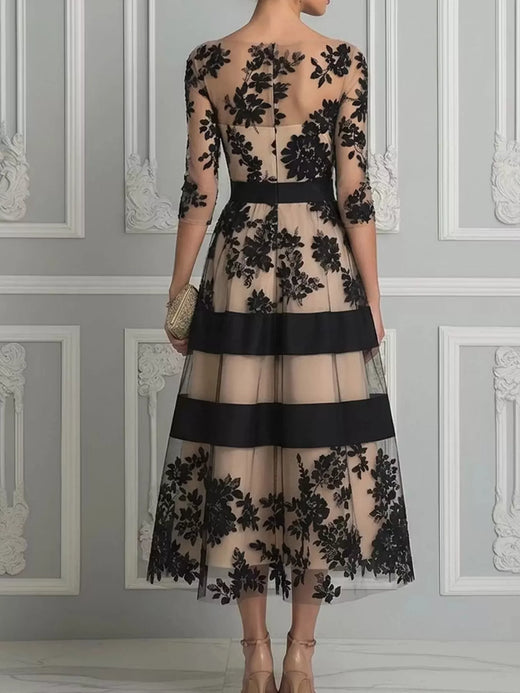 Floral Tulle A-Line Midi Dress - alternate view 3