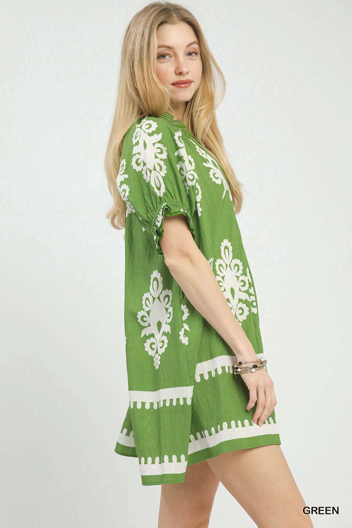 Two Tone Border Print Mini Dress - alternate view 2