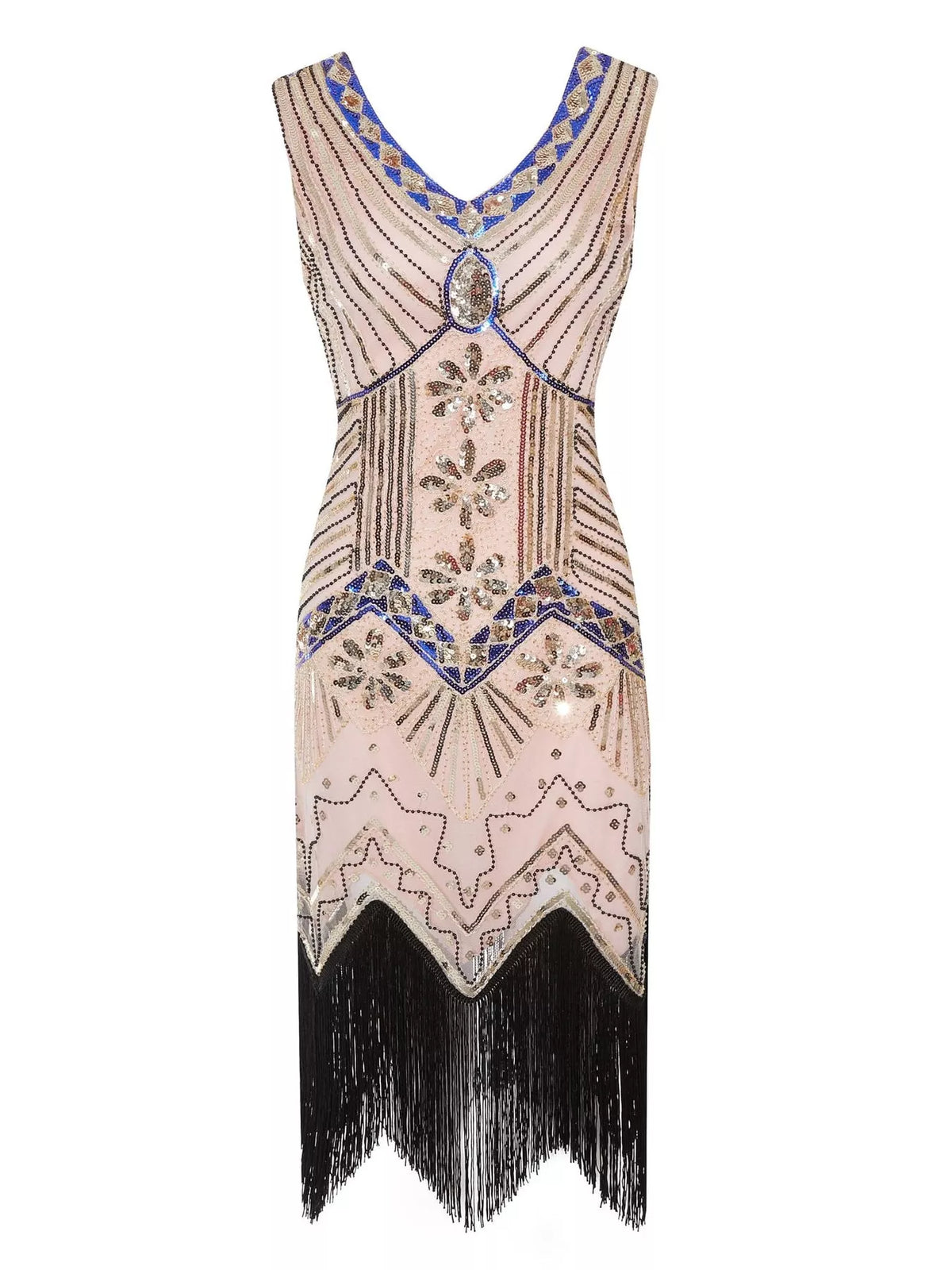 Full Size Sequin Fringe Hem Sleeveless Dress Plus Size - alternate view 8