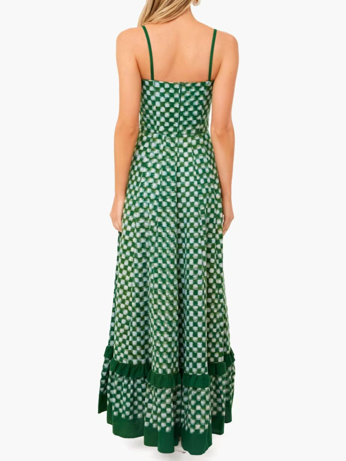 Checkered Spaghetti Strap Maxi Dress - alternate view 2