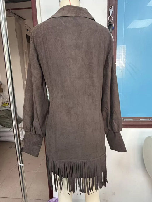 Fringed Lantern Sleeve Dress - alternate view 3