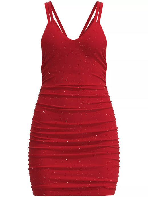 Glitter Ruched Bodycon Mini Dress - alternate view 3