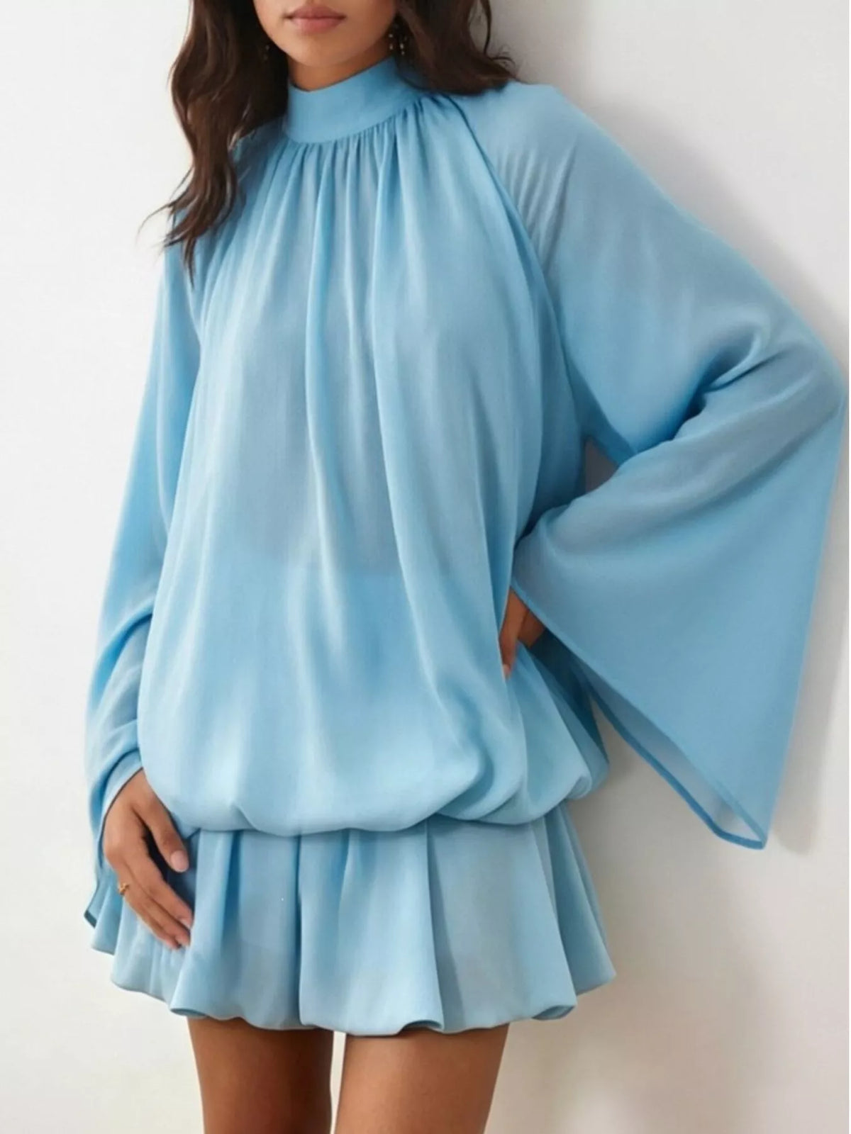 Tie Back Flare Sleeve Mini Dress - alternate view 3