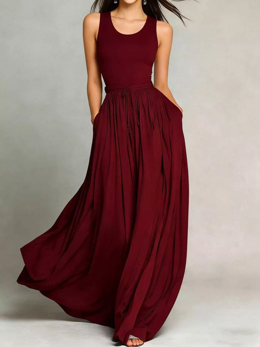 Sleeveless Solid Color Maxi Dress - alternate view 5