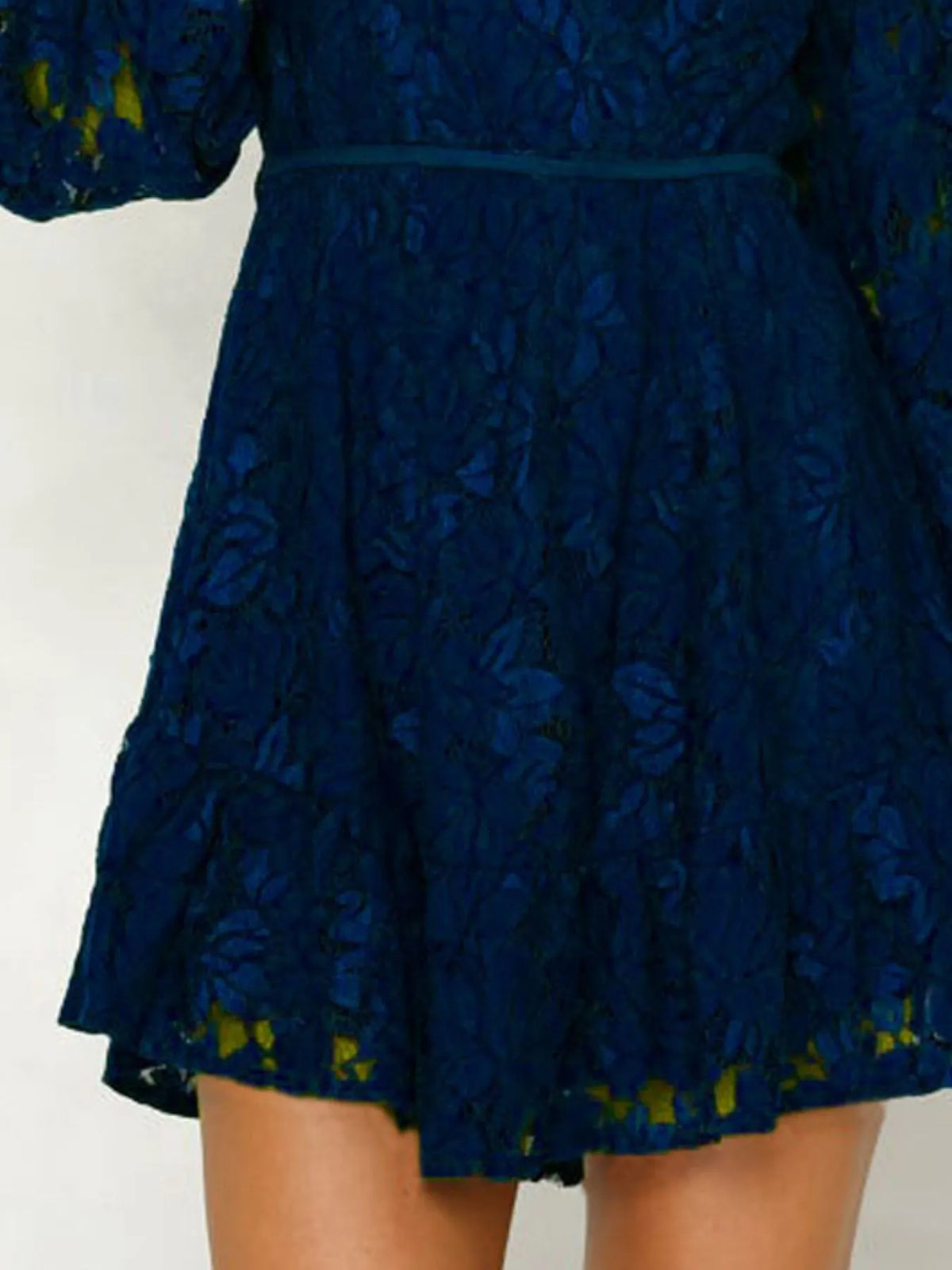 Lace V-Neck Long Sleeve Mini Dress - alternate view 12