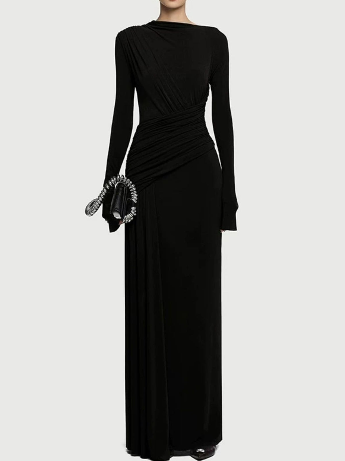 Ruched Long Sleeve Maxi Dress - alternate view 4