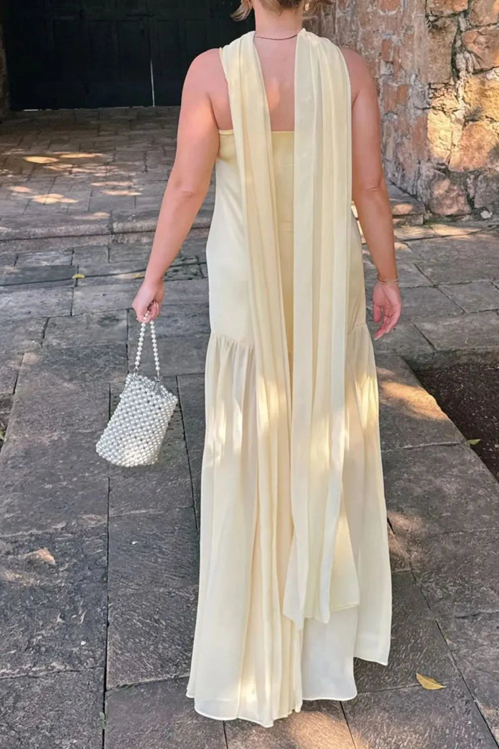 Adjustable Strap Maxi Cami Dress with Scarf - alternate view 25