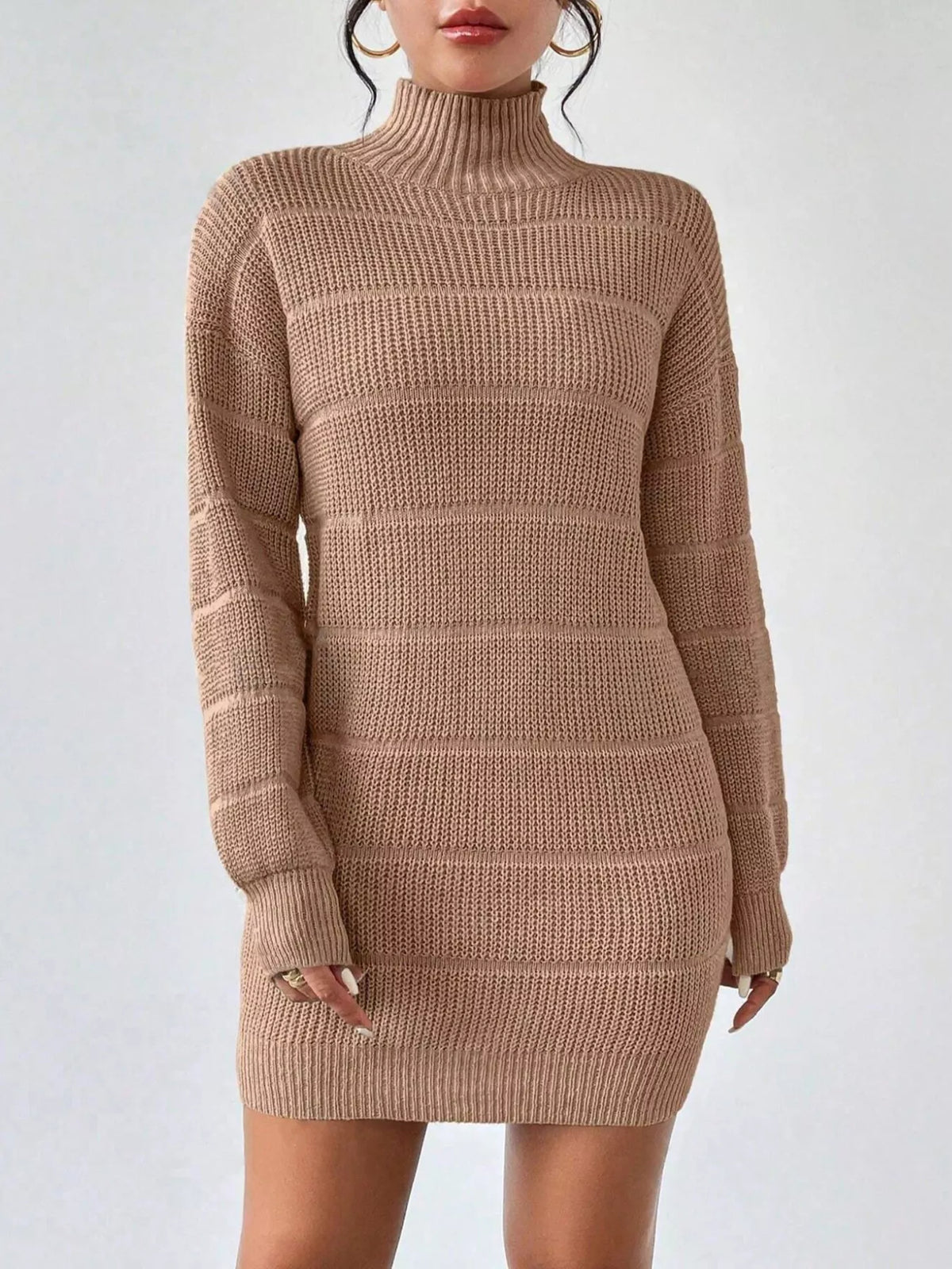 Turtleneck Long Sleeve Sweater Dress - alternate view 4