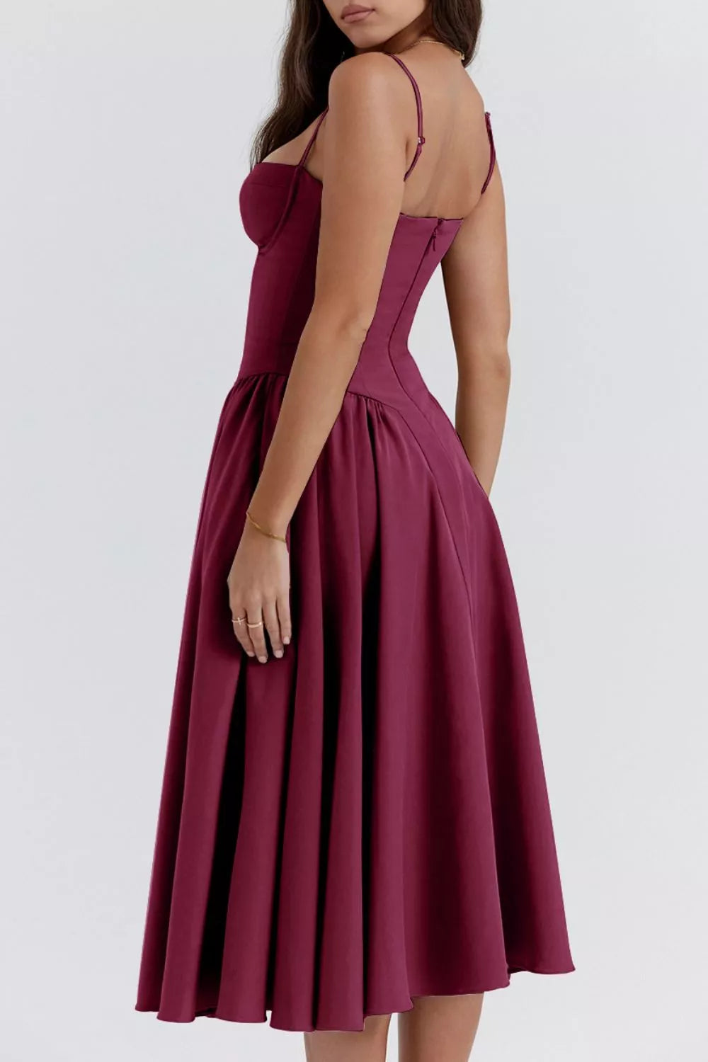 Sweetheart Neck Ruched Midi Dress - alternate view 13