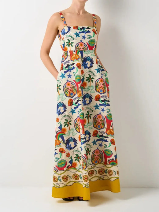 Printed Square Neck Maxi Cami Dress - alternate view 3