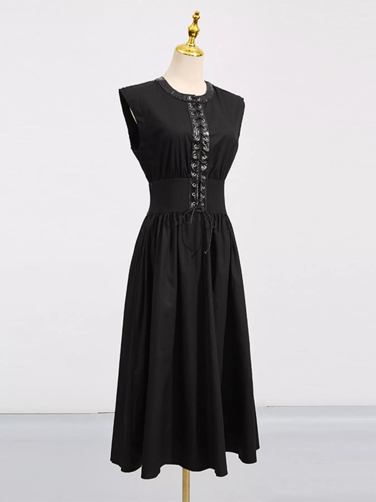 Lace-Up Corset Sleeveless Midi Dress - alternate view 3