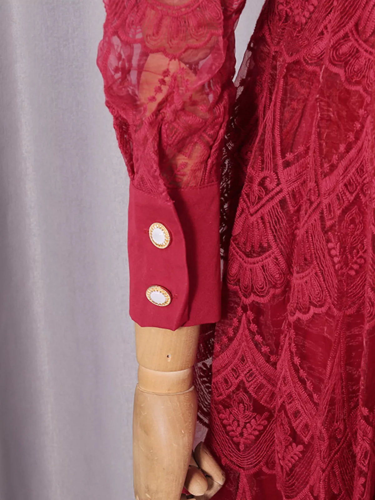 Lace Button Front Midi Dress - alternate view 17