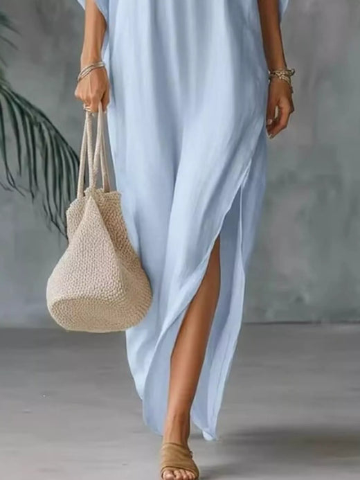 Full Size V-Neck Maxi Dress with Side Slits Plus Size - alternate view 2