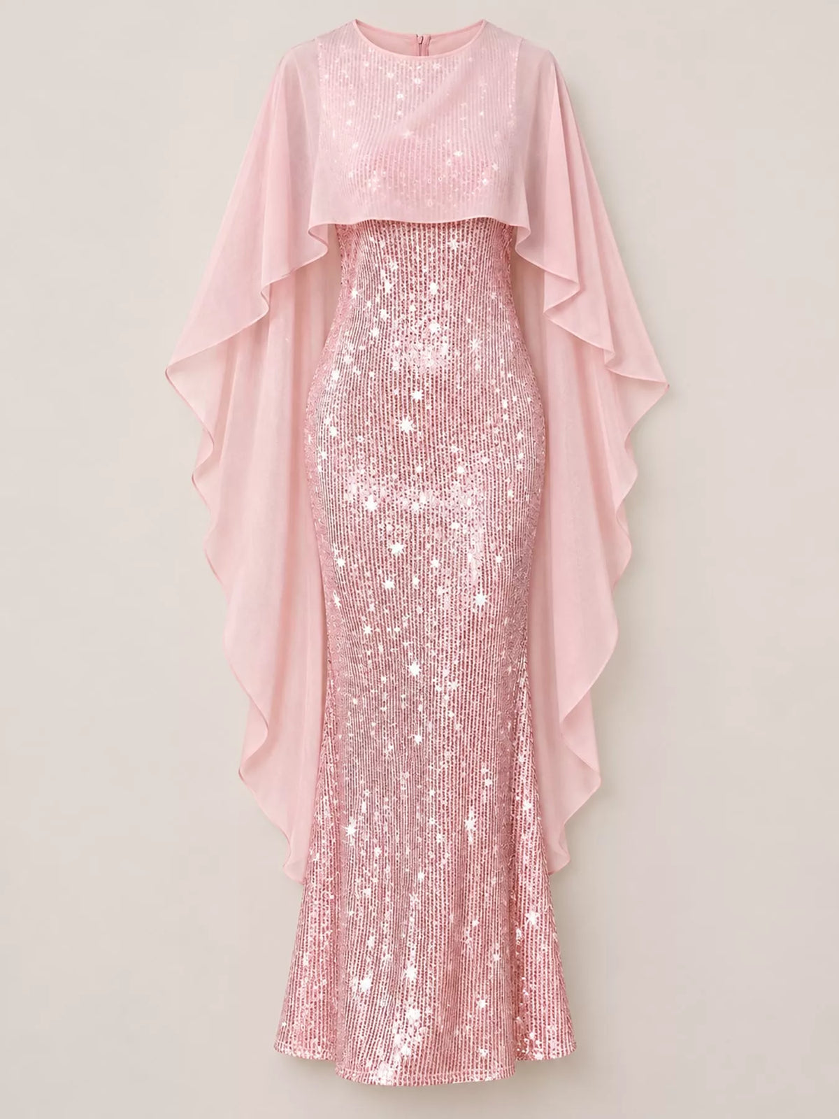 Sequin Cape Overlay Evening Dress - alternate view 7