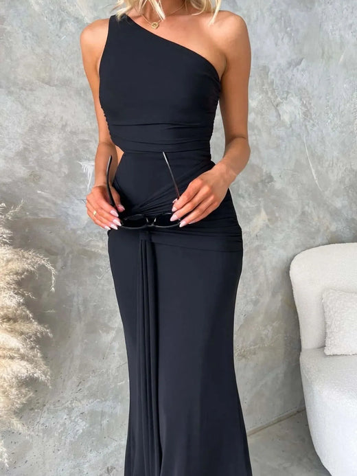 One-Shoulder Cutout Bodycon Maxi Dress - alternate view 2
