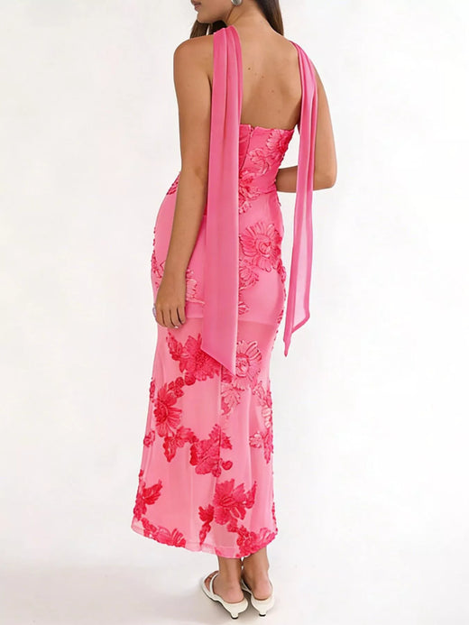 Floral Tube Dress with Scarf - alternate view 2