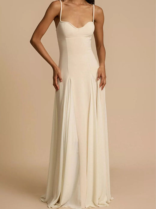 Sweetheart Neck Spaghetti Strap Flowy Maxi Dress - alternate view 5