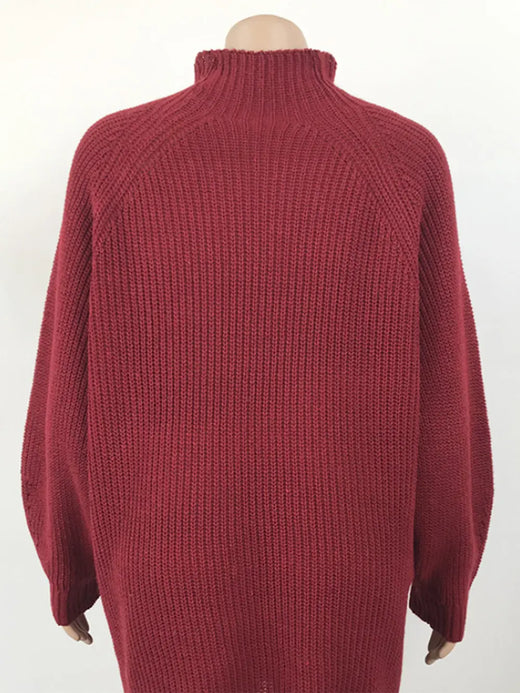 Mock Neck Dropped Shoulder Sweater Dress - alternate view 6
