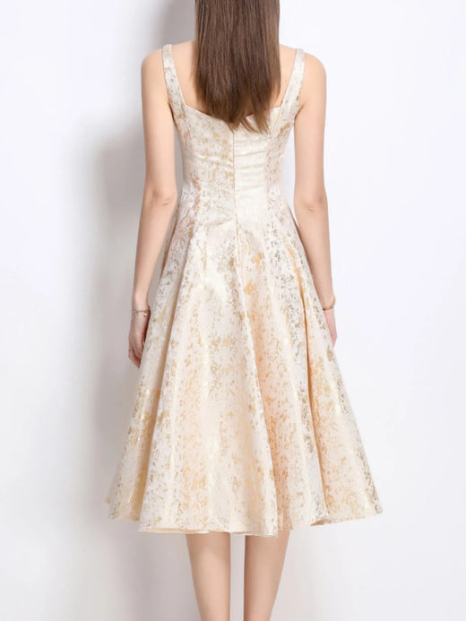 Floral A-Line Sleeveless Midi Dress - alternate view 4