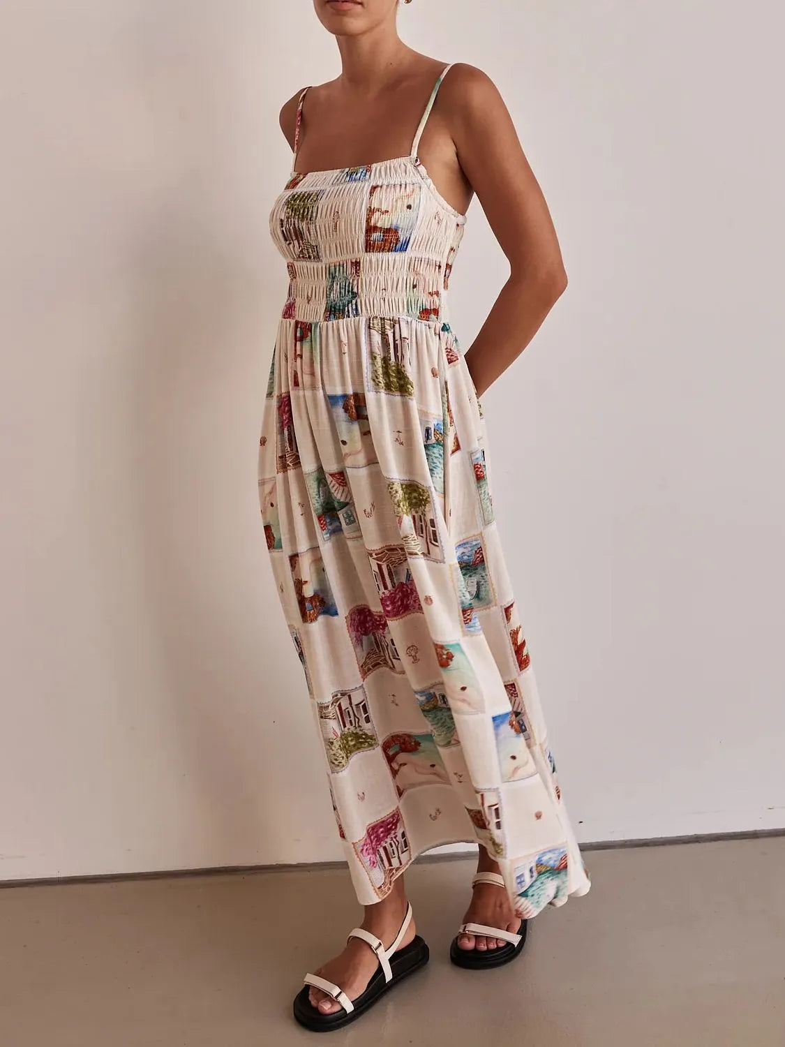 Smocked Square Neck Cami Dress - alternate view 5