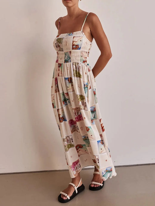 Smocked Square Neck Cami Dress - alternate view 5