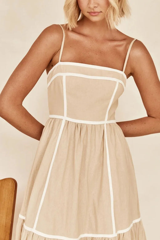 Contrast Trim Square Neck Midi Cami Dress - alternate view 3