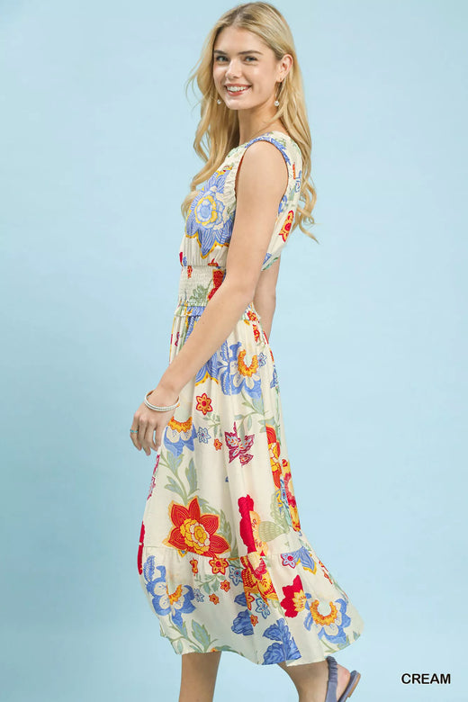 Floral Smocked Midi Dress - alternate view 2