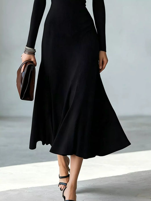 Full Size Mock Neck Cut-Out Long Sleeve Midi Dress Plus Size - alternate view 6