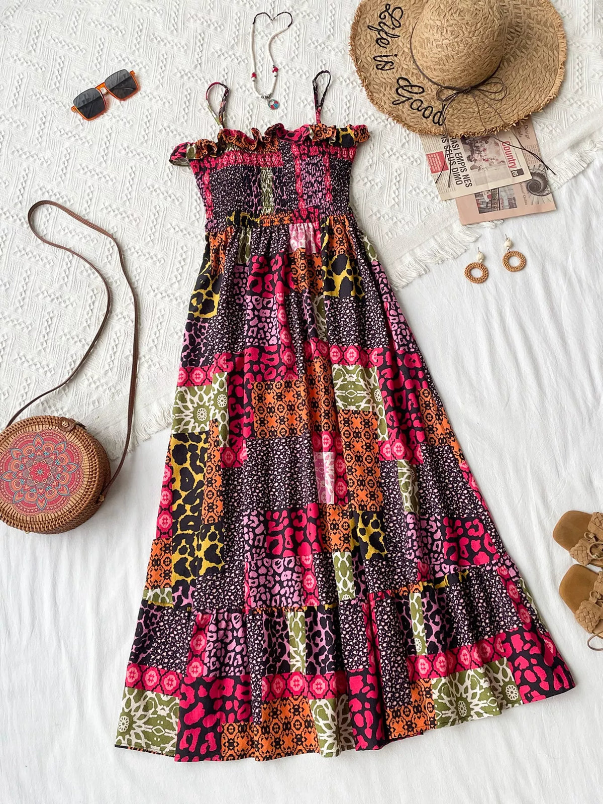 Smocked Leopard Cami Dress - alternate view 4