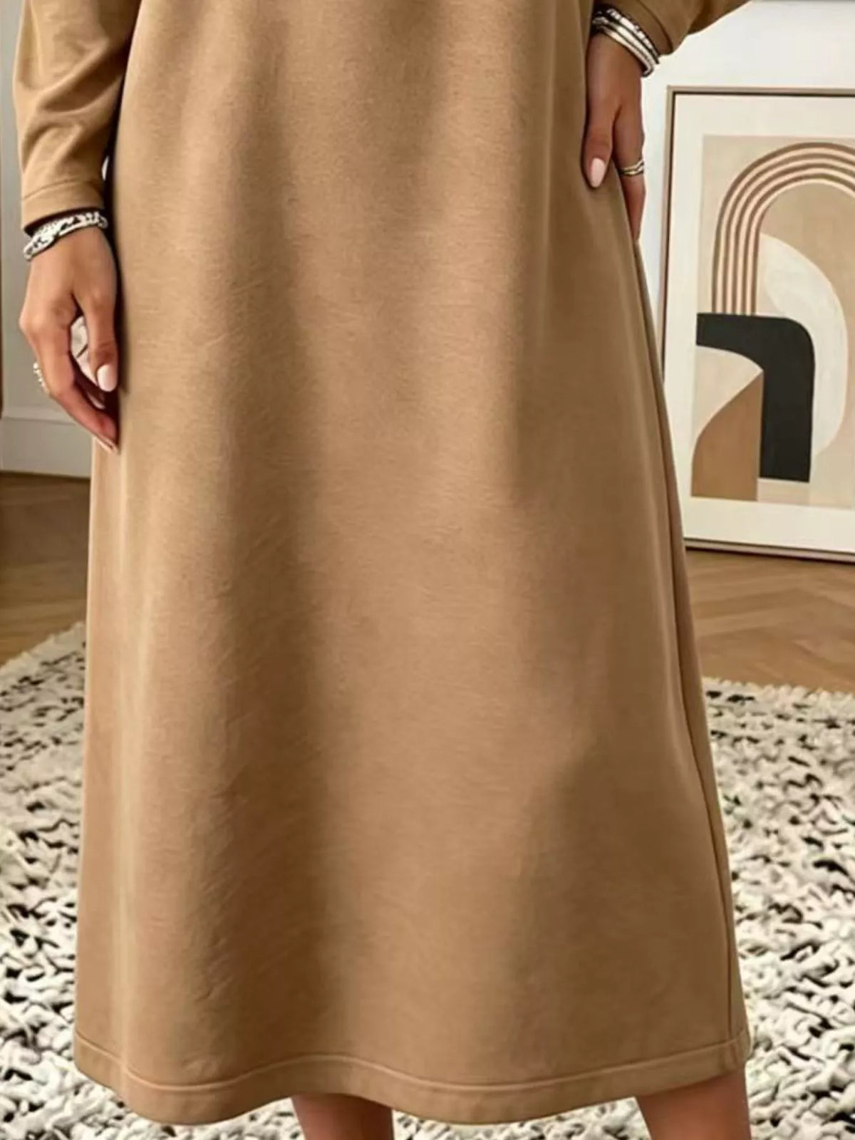 Polo Collar Long Sleeve Midi Dress - alternate view 12