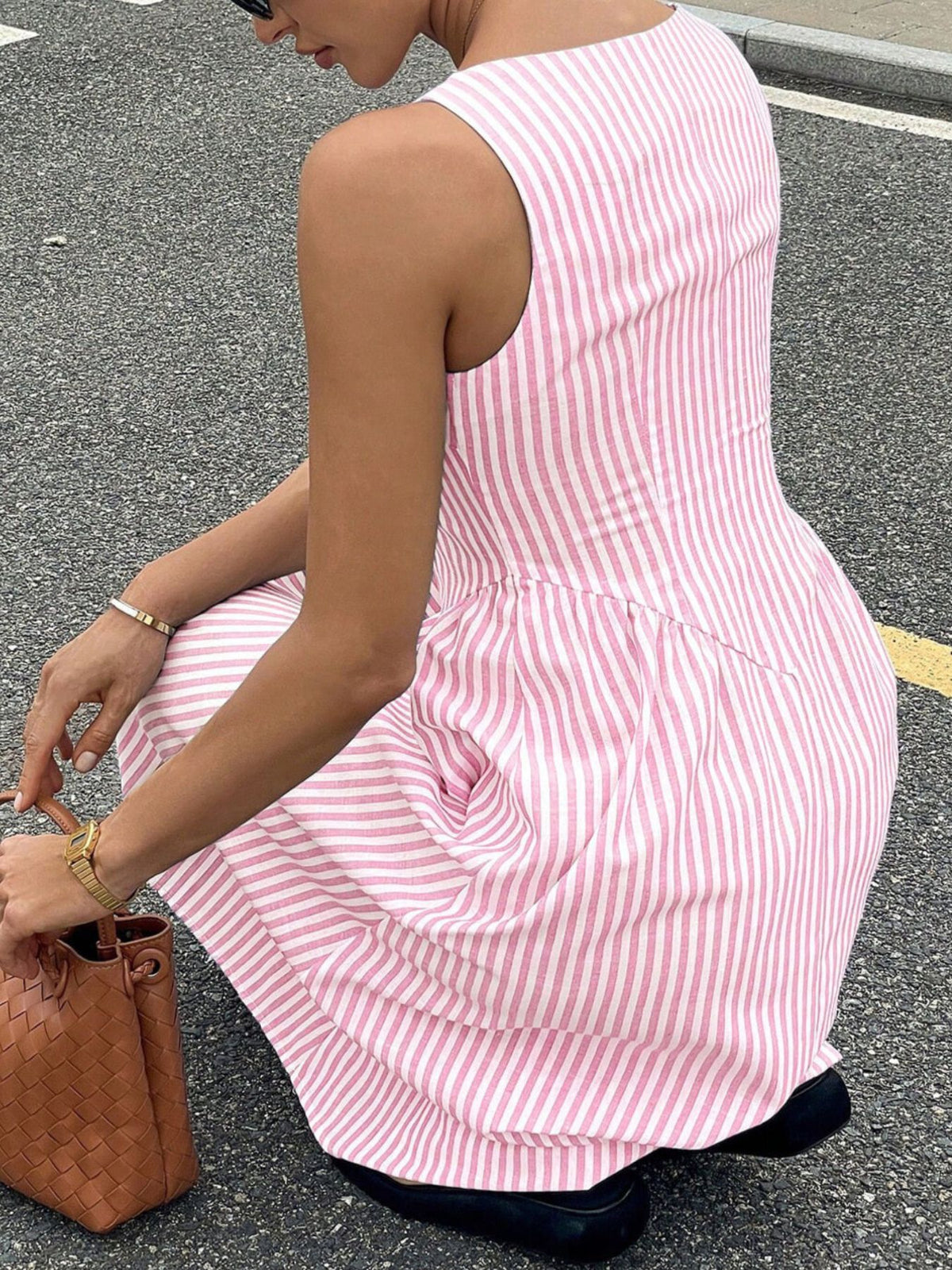 Striped Square Neck Midi Dress - alternate view 6