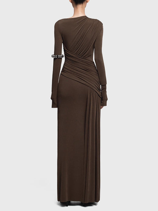 Ruched Long Sleeve Maxi Dress - alternate view 2