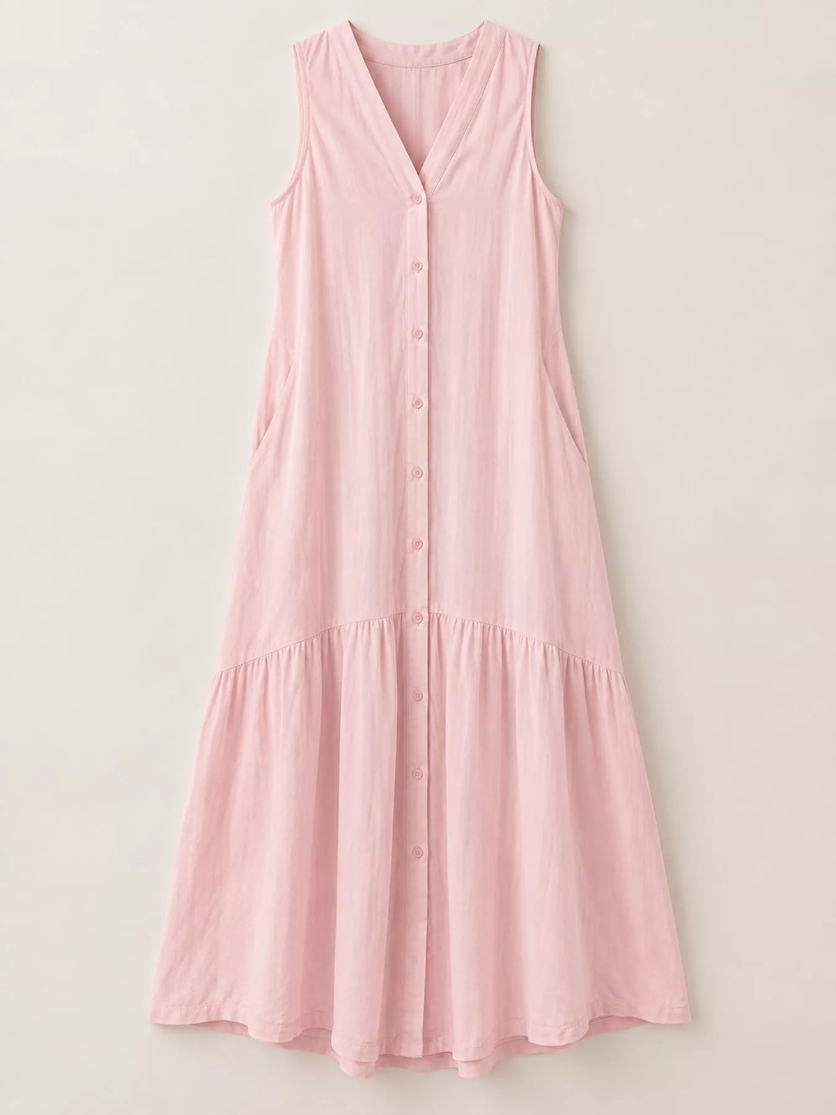 Full Size V-Neck Button Front Sleeveless Midi Dress Plus Size - alternate view 24