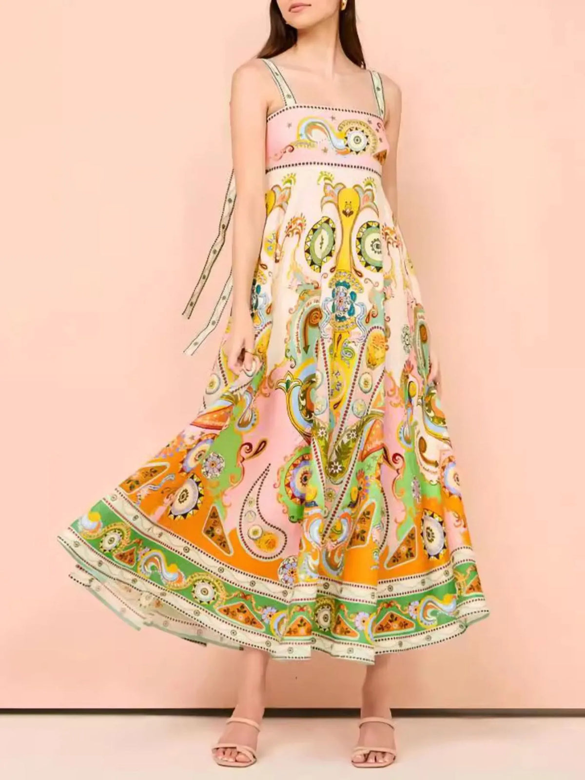 Paisley Print Square Neck Summer Dress - alternate view 2
