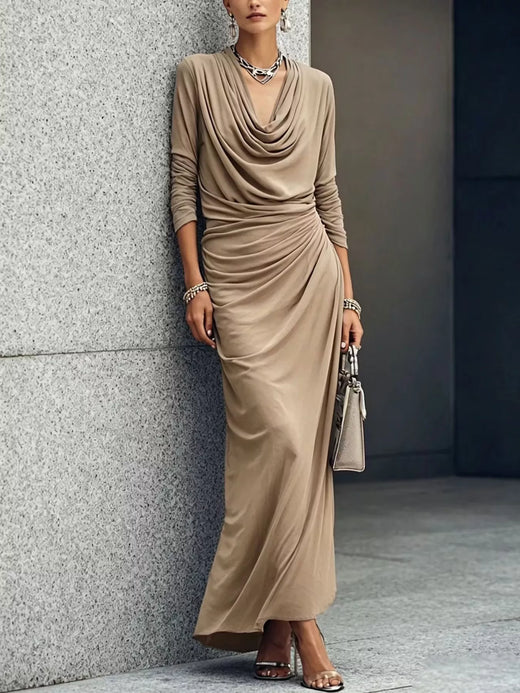 Cowl Neck Long Sleeve Maxi Dress - alternate view 3