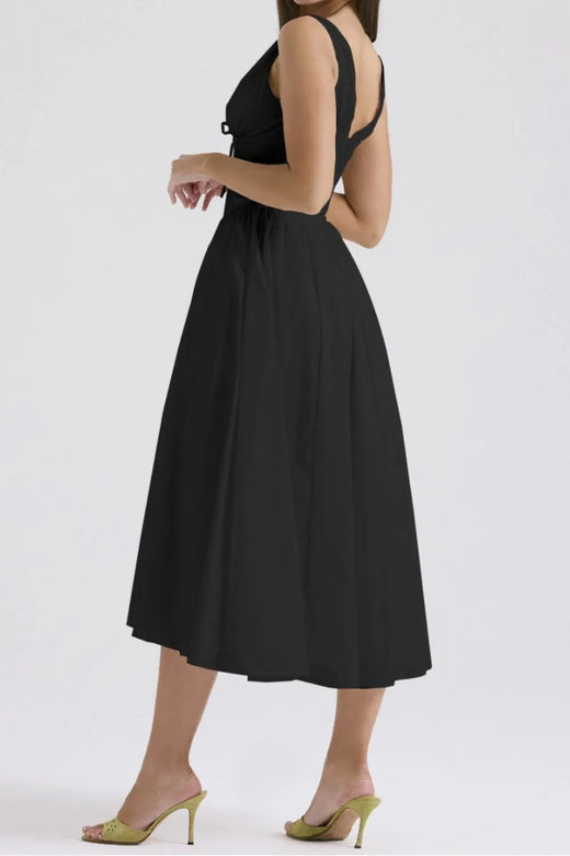 Ruched V-Neck Sleeveless Dress with Pockets - alternate view 5