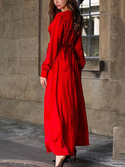 Plus Size Surplice Long Sleeve Slit Maxi Dress - alternate view 6