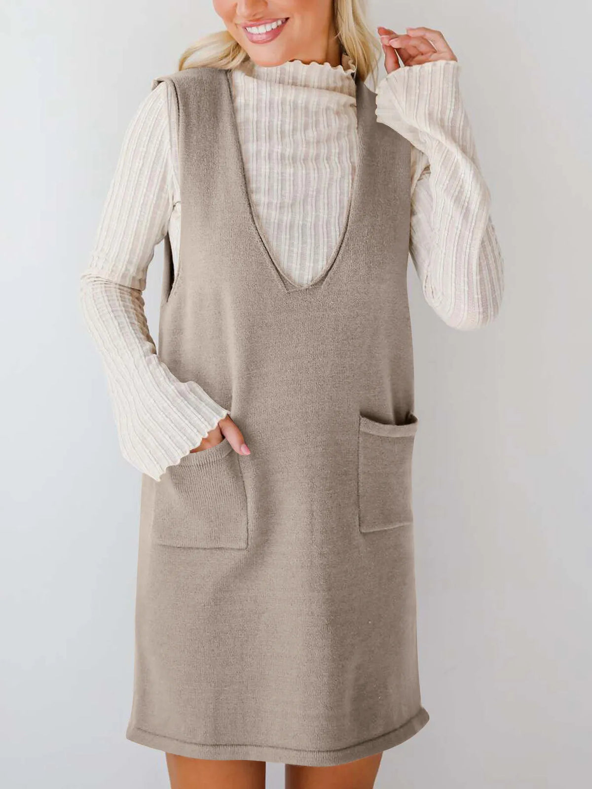 Sleeveless Knit Dress with Pockets - alternate view 18