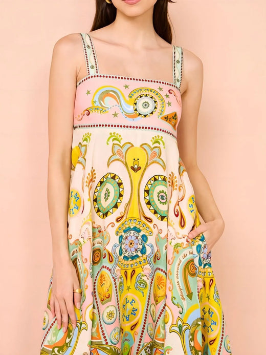 Paisley Print Square Neck Summer Dress - alternate view 3