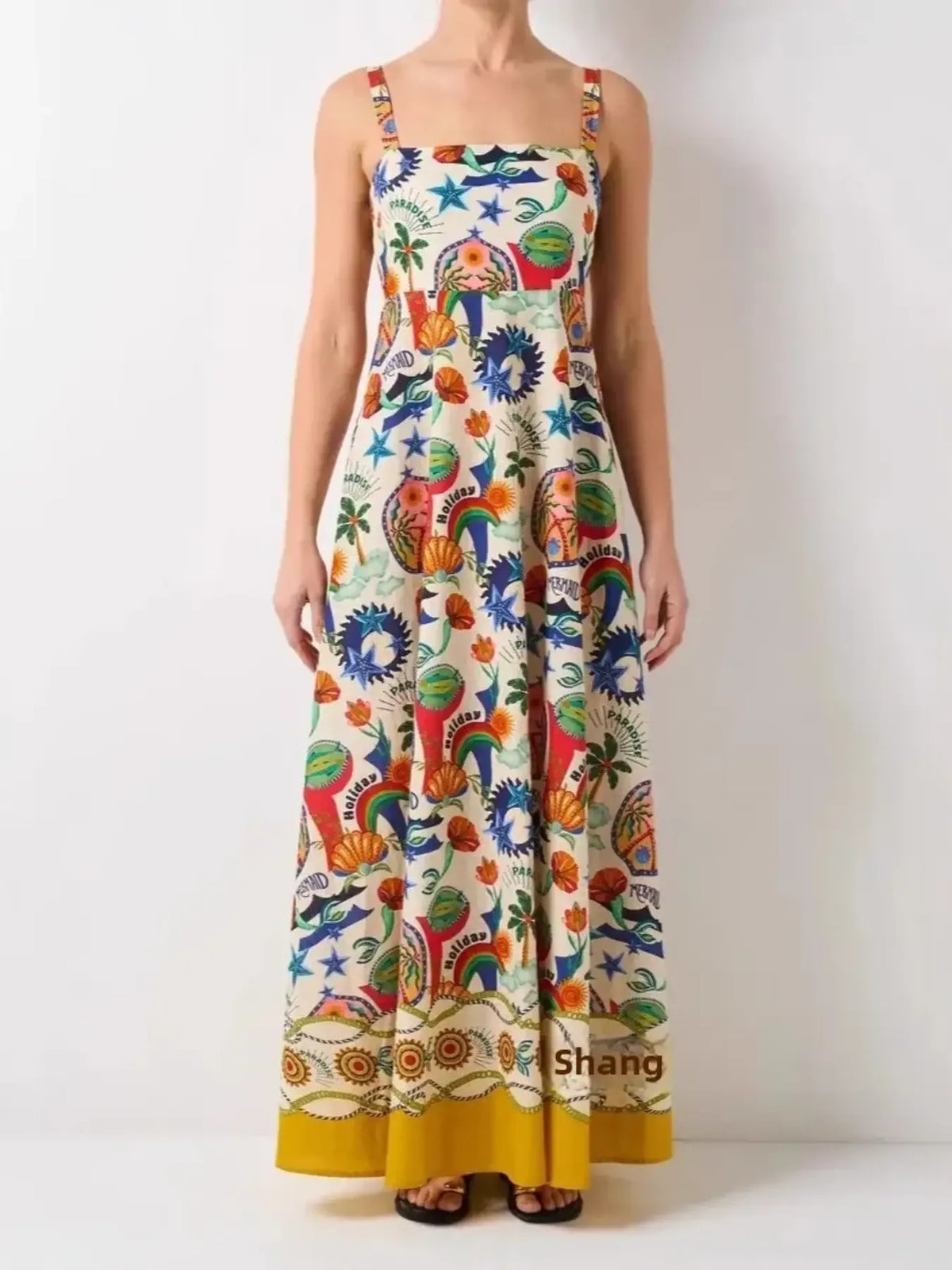Printed Square Neck Maxi Cami Dress - alternate view 4