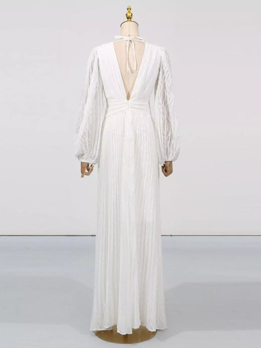 V-Neck Long Sleeve Maxi Dress - alternate view 6