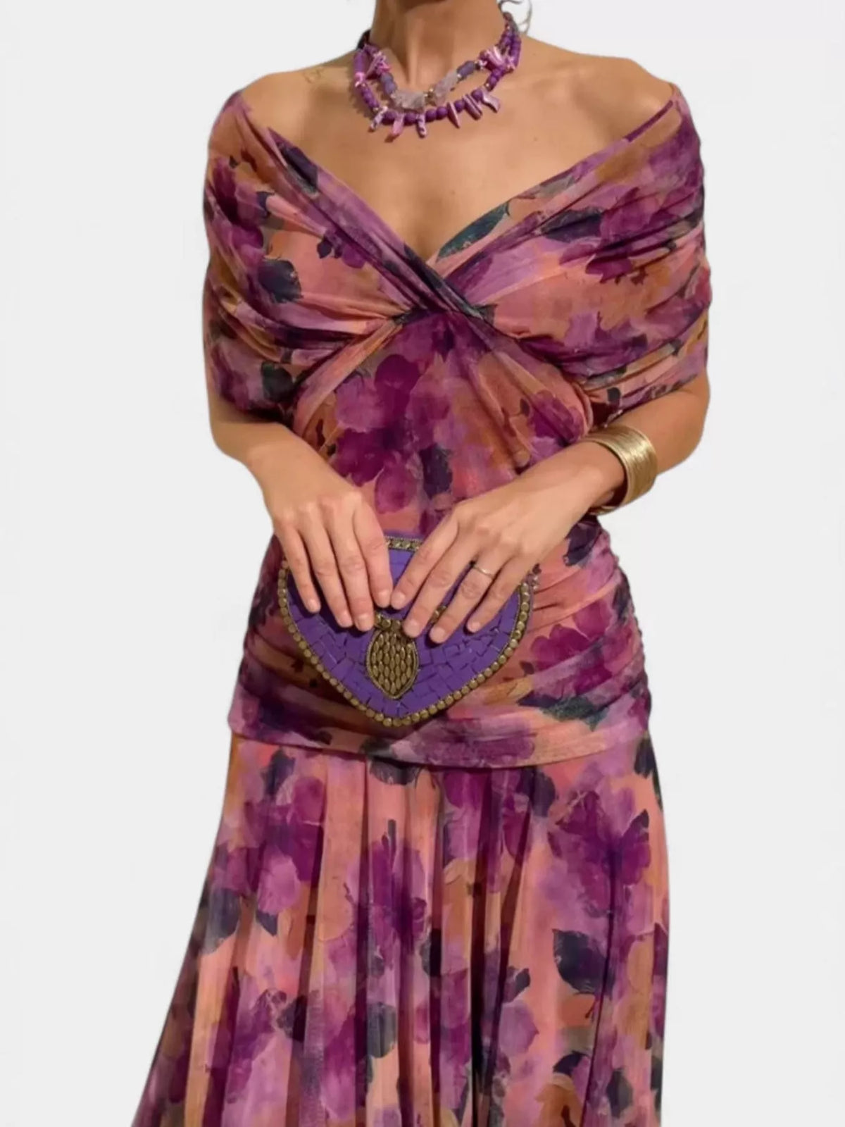 Full Size Off-Shoulder Ruched Maxi Dress Plus Size - alternate view 12
