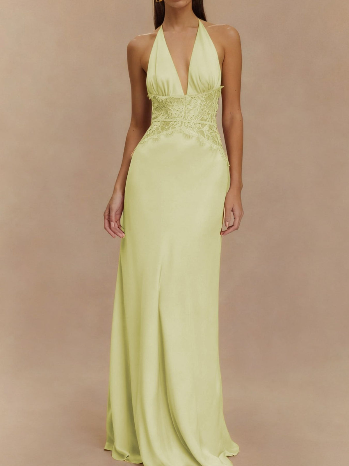 Halter Neck Lace Trimmed Maxi Dress - alternate view 14