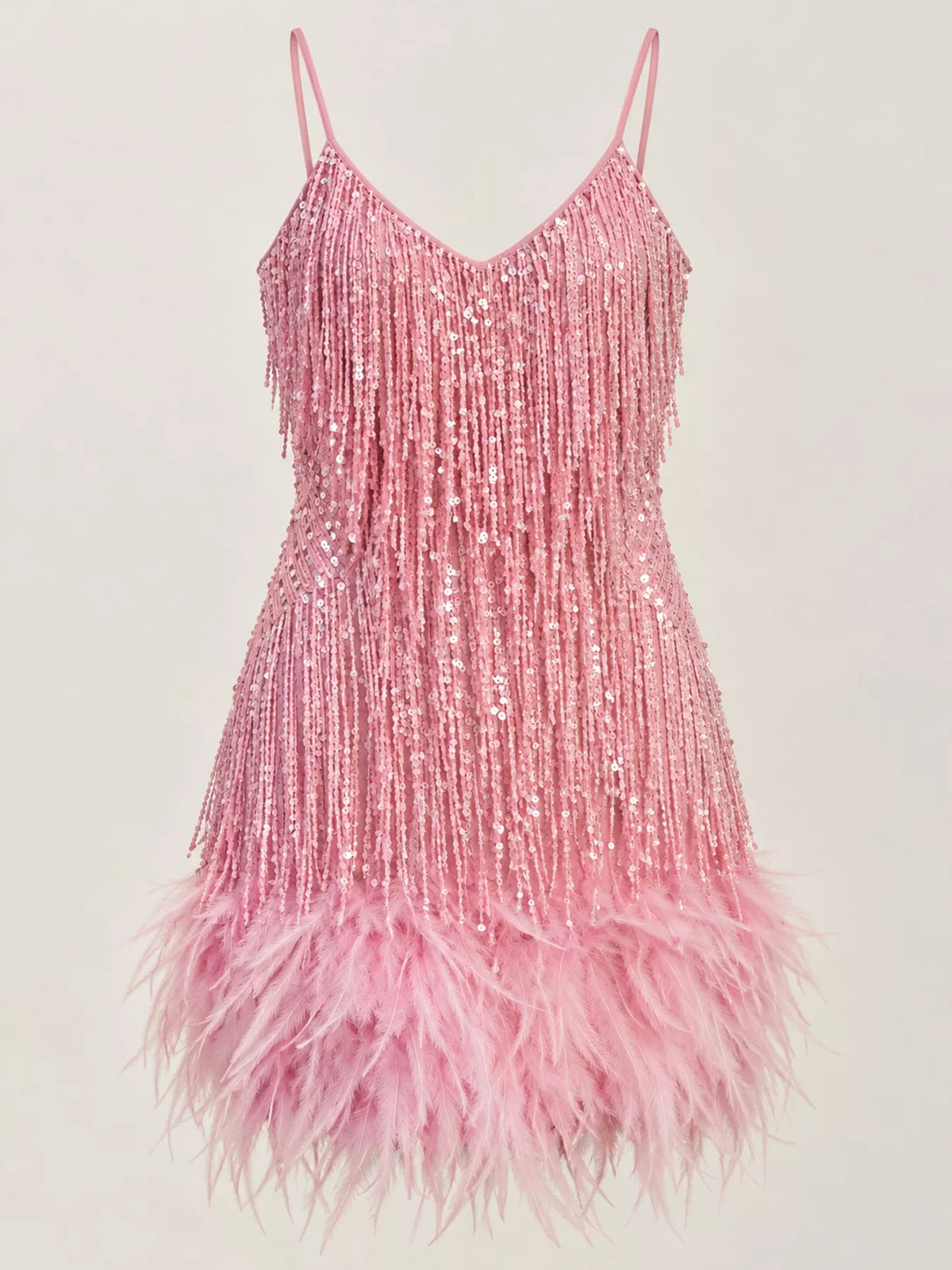 Full Size Feather Fringe Sequin Mini Dress Plus Size - alternate view 14