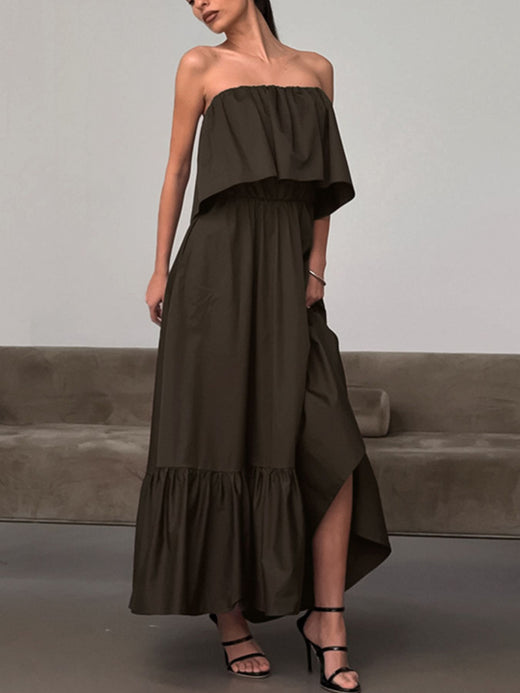 Off-Shoulder Ruffle Hem Maxi Dress - alternate view 2