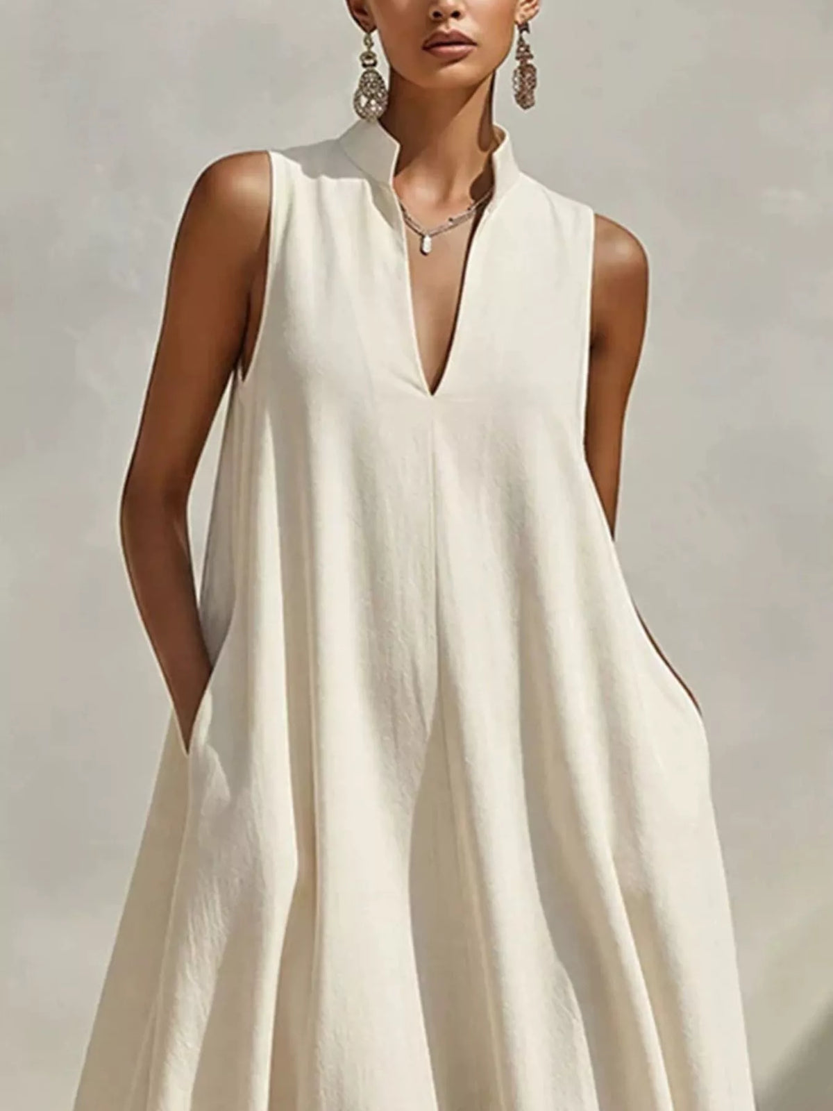 Sleeveless Maxi Dress with Side Pockets - alternate view 5