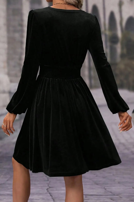 Surplice Long Sleeve Velvet Dress - alternate view 4